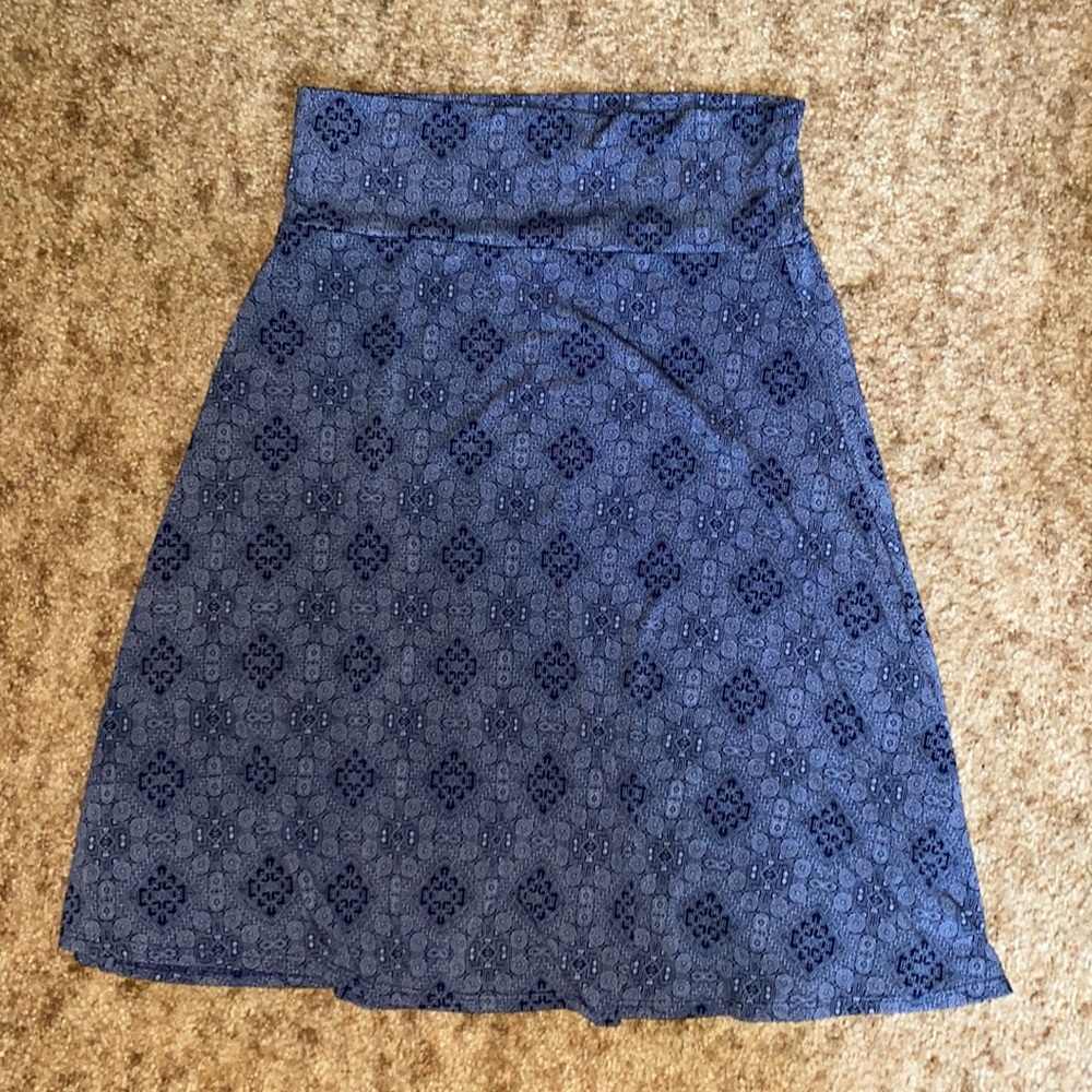 LulaRoe Azure Skirt Navy Blue w/Print